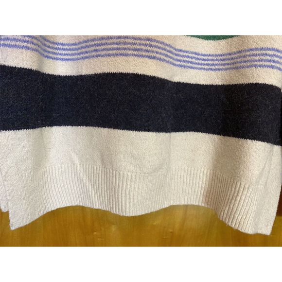 CASLON  Crewneck Sweater in White/ Blue/ Green/ Pink  Evie Stripe Large - Picture 6 of 11
